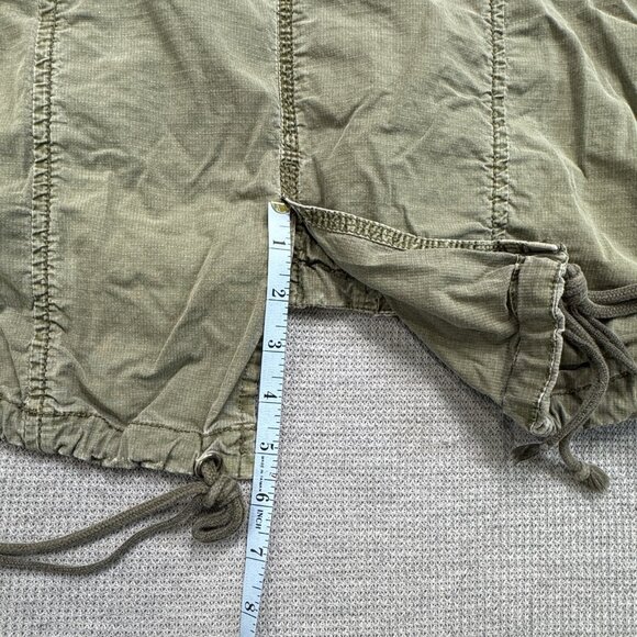 Marrakech Womens Small Olive Green Distressed Hooded Utility Vest Zip Snap Front - Picture 14 of 16